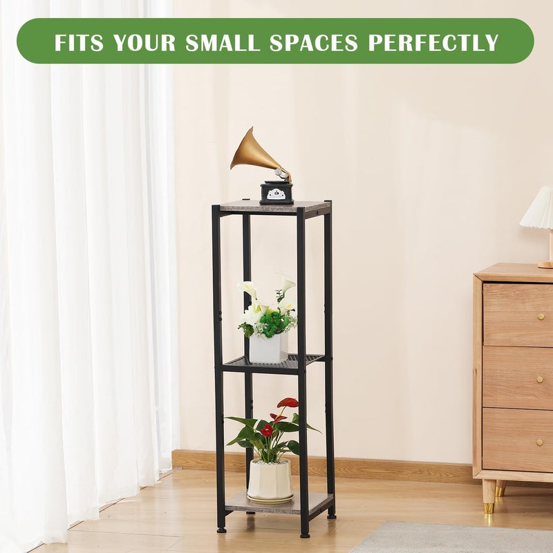 Dipion Extra Tall Plant Stand Indoor,40 Inch Plant Stands,3 Tier Metal Plant Stand with Heavy Duty Wood and Metal Mesh Shelf,Greige and Black - Image 5